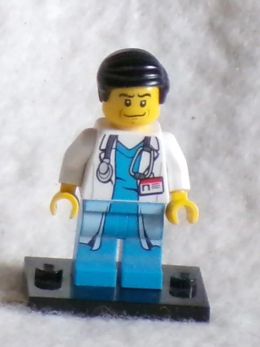 Lego Doctor Minifigure Long Lab Coat Over Azure Shirt Helicopter Rescue